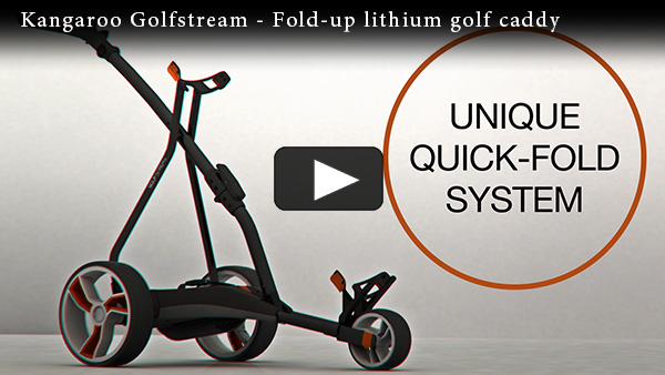 Still of Golfstream and the words unique quick-fold system with play video symbol